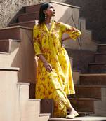 Gulab Bright Yellow And Maroon Kurta-Sets