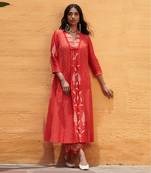 Jharokha Red And Peach Kurta-Sets