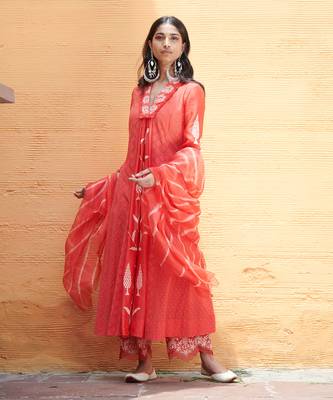 Jharokha Red And Peach Kurta-Sets 4
