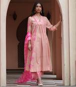 Jharokha Peach And Bright Pink Kurta-Sets