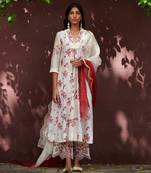 Gulab Ivory And Maroon Kurta-Sets