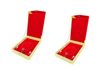atorakushon Jewellery Necklace Box Pouches Earrings Half Set Box for Travelling Organizer Women 2 Pcs Gold 1