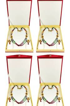 Atorakushon Satin Jewellery Necklace Box Pouches Earrings Half Set Box For Travelling Organizer Women 4 Pcs Maroon