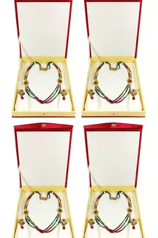 Atorakushon Satin Jewellery Necklace Box Pouches Earrings Half Set Box For Travelling Organizer Women 4 Pcs Maroon