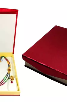 Atorakushon Satin Jewellery Necklace Box Pouches Earrings Half Set Box For Travelling Organizer Women 4 Pcs Maroon