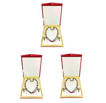Atorakushon Satin Jewellery Necklace Box Pouches Earrings Half Set Box For Travelling Organizer Women 3 Pcs Maroon 1