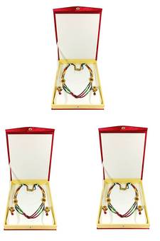 Atorakushon Satin Jewellery Necklace Box Pouches Earrings Half Set Box For Travelling Organizer Women 3 Pcs Maroon