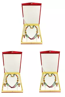 Atorakushon Satin Jewellery Necklace Box Pouches Earrings Half Set Box For Travelling Organizer Women 3 Pcs Maroon