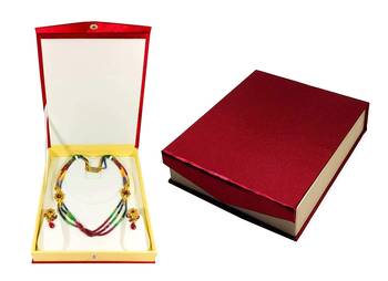 Atorakushon Satin Jewellery Necklace Box Pouches Earrings Half Set Box For Travelling Organizer Women 3 Pcs Maroon 3