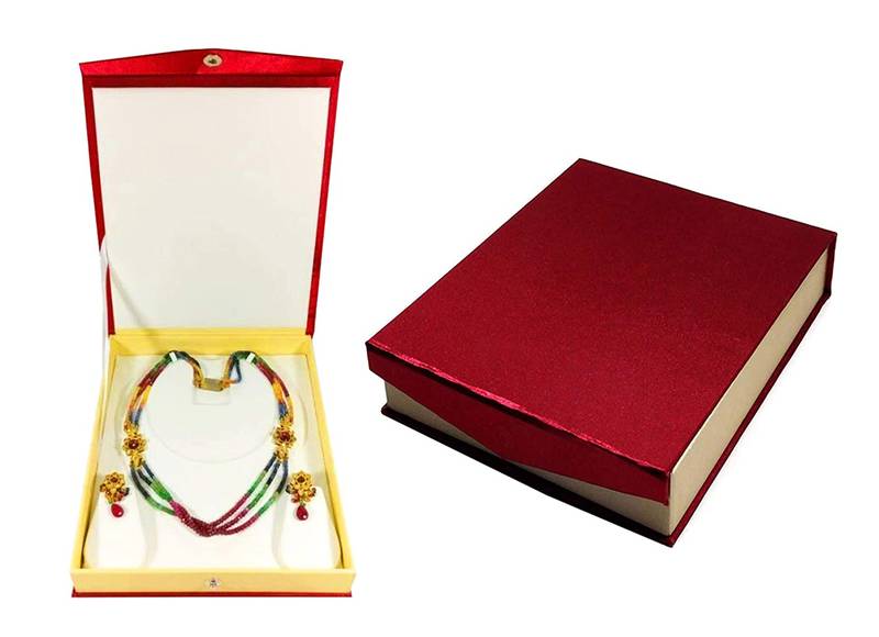 ATORAKUSHON SATIN JEWELLERY NECKLACE BOX POUCHES EARRINGS HALF SET BOX FOR TRAVELLING ORGANIZER WOMEN 1 PCS Maroon