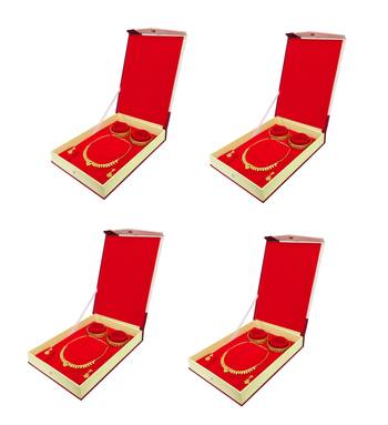 Atorakushon Satin Jewellery Necklace Box Pouches Earrings Full Set Box For Travelling Organizer Women 4 Pcs Cream 1