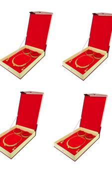 Atorakushon Satin Jewellery Necklace Box Pouches Earrings Full Set Box For Travelling Organizer Women 4 Pcs Cream