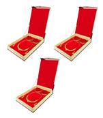 Atorakushon Satin Jewellery Necklace Box Pouches Earrings Full Set Box For Travelling Organizer Women 3 Pcs Cream