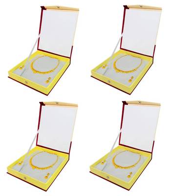 Atorakushon Satin Jewellery Necklace Box Pouches Earrings Half Set Box For Travelling Organizer Women 4 Pcs Cream 1