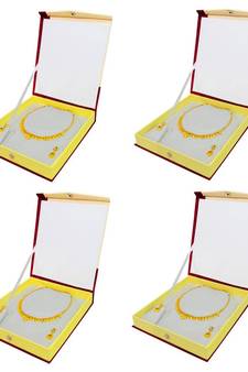 Atorakushon Satin Jewellery Necklace Box Pouches Earrings Half Set Box For Travelling Organizer Women 4 Pcs Cream