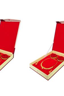 Atorakushon Satin Jewellery Necklace Box Pouches Earrings Full Set Box For Travelling Organizer Women 2 Pcs Cream