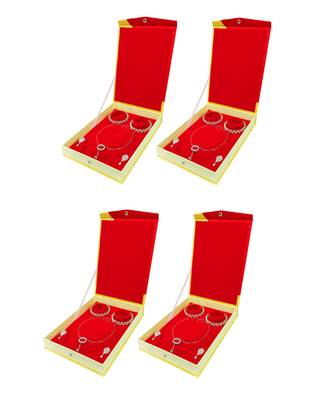Atorakushon Jewellery Necklace Box Pouches Earrings Full Set Box For Travelling Organizer Women 4 Pcs Gold 1
