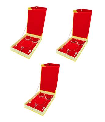 Atorakushon Jewellery Necklace Box Pouches Earrings Full Set Box For Travelling Organizer Women 3 Pcs Gold 1