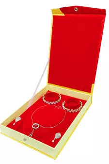Atorakushon Jewellery Necklace Box Pouches Earrings Full Set Box For Travelling Organizer Women 1 Pcs Gold