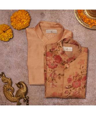 Floral Organza Jacket And Kurta Pajama Set 1