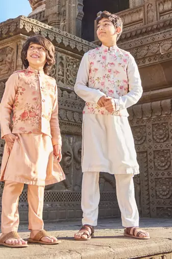 Floral Organza Jacket And Kurta Pajama Set