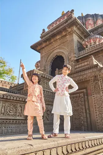 Floral Organza Jacket And Kurta Pajama Set