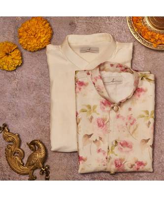 Floral Organza Jacket And Kurta Pajama Set 1
