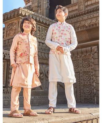 Floral Organza Jacket And Kurta Pajama Set 2