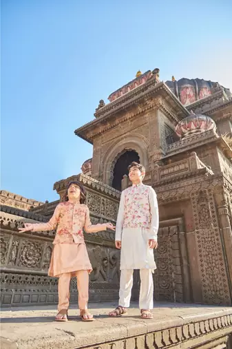 Floral Organza Jacket And Kurta Pajama Set