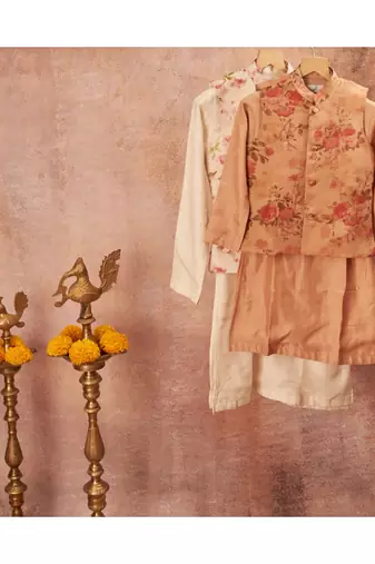 Floral Organza Jacket And Kurta Pajama Set