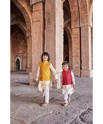 Floral Organza Kurta With Mukesh Chanderi Jacket Set 4