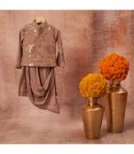Floral Sequins Work Georgette Jacket With Drape Kurta And Pajama Set