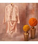 Floral Sequins Work Georgette Jacket With Drape Kurta And Pajama Set