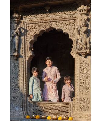 Floral Sequins Work Georgette Jacket With Drape Kurta And Pajama Set 4