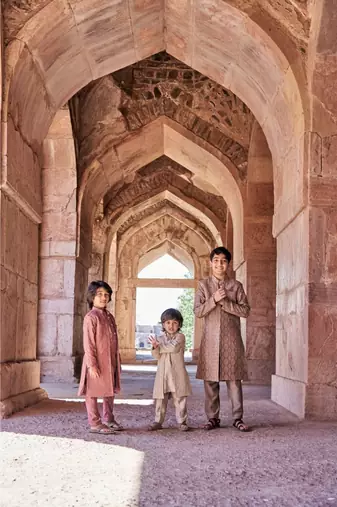 Thread Sequins Work Slub Silk Front Open Achkan With Matching Kurta Pajama Set