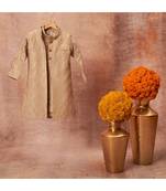 Thread Sequins Work Slub Silk Front Open Achkan With Matching Kurta Pajama Set