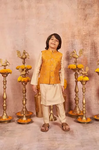 Embroidered Jacket With Zari Work And Kurta Pajama Set