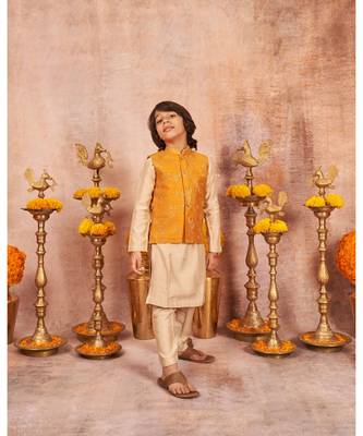 Embroidered Jacket With Zari Work And Kurta Pajama Set 3