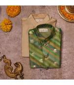 Moonga Silk Zari Work Jacket And  Kurta Pajama Set