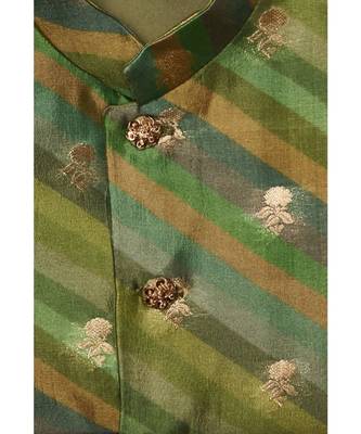 Moonga Silk Zari Work Jacket And  Kurta Pajama Set 4