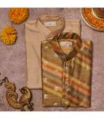 Moonga Silk Zari Work Jacket And  Kurta Pajama Set