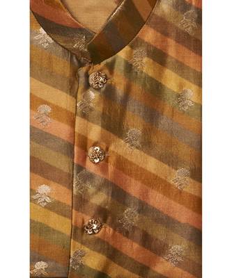Moonga Silk Zari Work Jacket And  Kurta Pajama Set 5