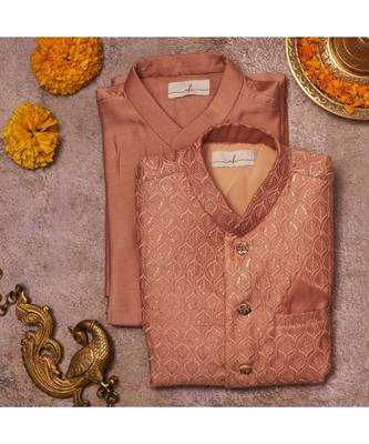 Embroidered Jacket With Thread And Sequins Work And Matching Kurta Pajama Set 1