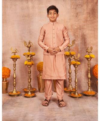 Embroidered Jacket With Thread And Sequins Work And Matching Kurta Pajama Set 2