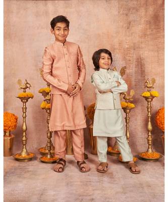 Embroidered Jacket With Thread And Sequins Work And Matching Kurta Pajama Set 3