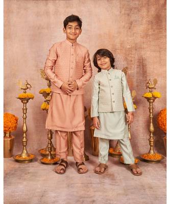 Embroidered Jacket With Thread And Sequins Work And Matching Kurta Pajama Set 4