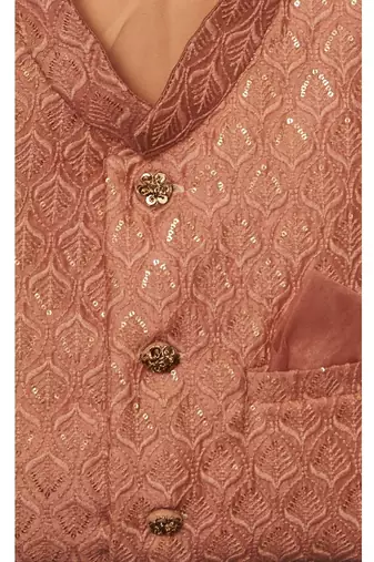 Embroidered Jacket With Thread And Sequins Work And Matching Kurta Pajama Set