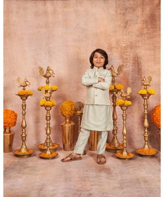 Embroidered Jacket With Thread And Sequins Work And Matching Kurta Pajama Set 2