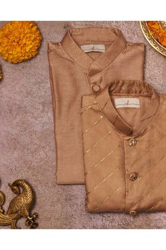 Zari Work Organza Jacket With Kurta Pajama
