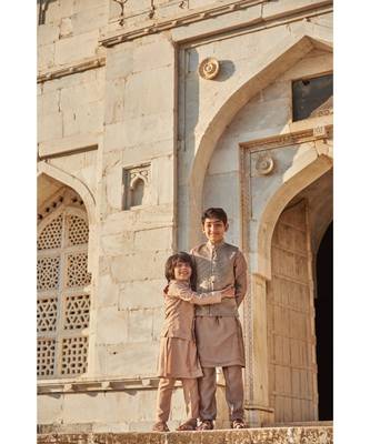 Zari Work Organza Jacket With Kurta Pajama 3